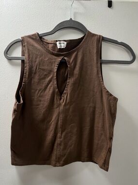 Cotton On Brown Keyhole Crop Tank
